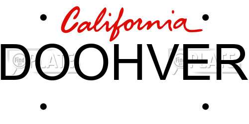 DOOHVER California License Plate