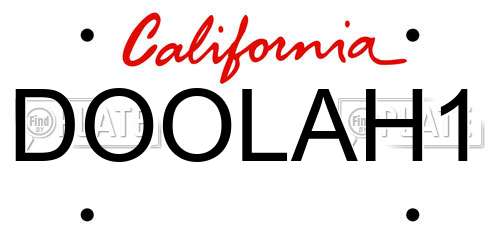 DOOLAH1 California License Plate