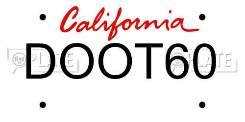 DOOT60 California License Plate