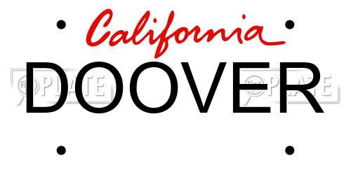DOOVER California License Plate
