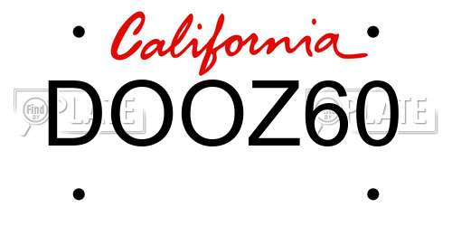 DOOZ60 California License Plate