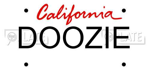 DOOZIE California License Plate