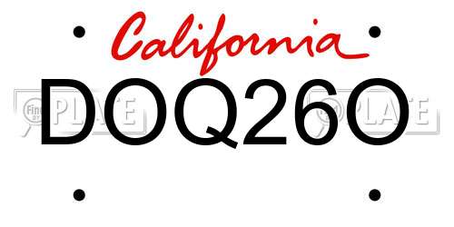 DOQ26O California License Plate