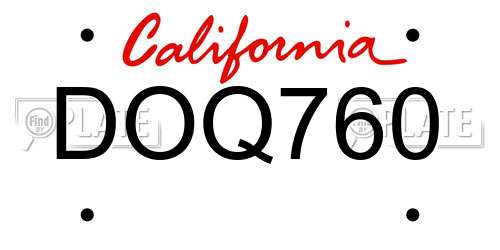 DOQ760 California License Plate