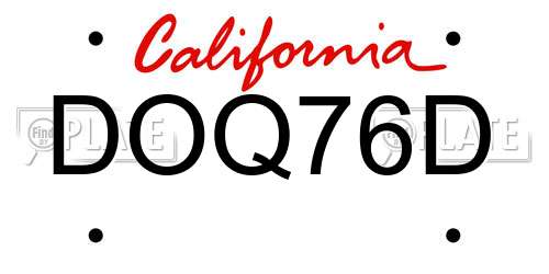 DOQ76D California License Plate