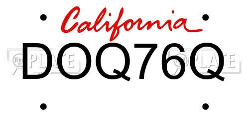 DOQ76Q California License Plate