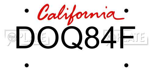 DOQ84F California License Plate