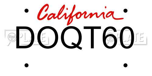 DOQT60 California License Plate