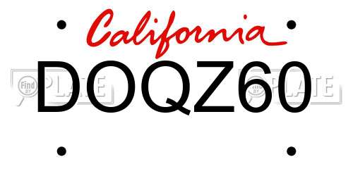 DOQZ60 California License Plate