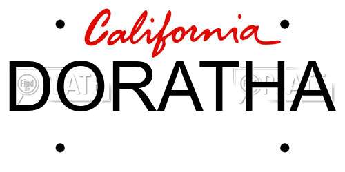 DORATHA California License Plate
