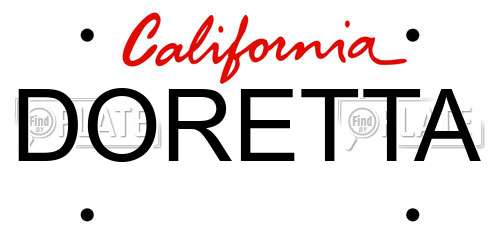 DORETTA California License Plate