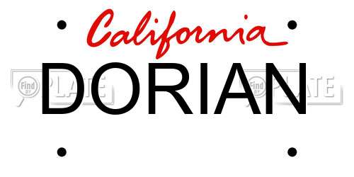 DORIAN California License Plate