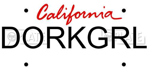 DORKGRL California License Plate