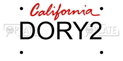 DORY2 California License Plate