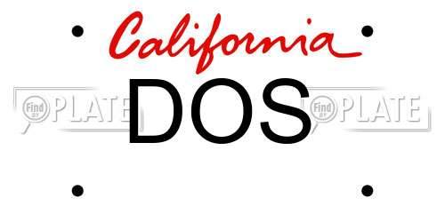 DOS California License Plate