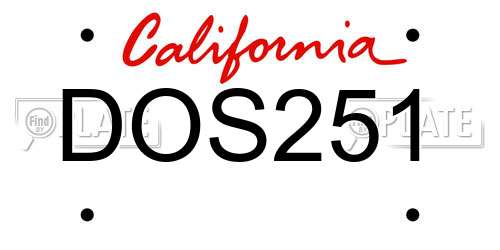 DOS251 California License Plate