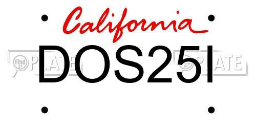DOS25I California License Plate