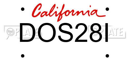 DOS28I California License Plate