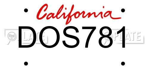 DOS781 California License Plate