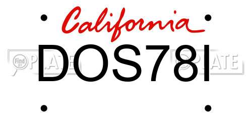 DOS78I California License Plate