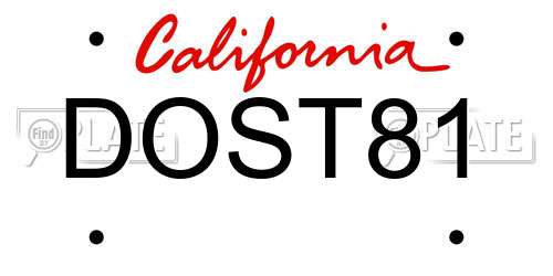DOST81 California License Plate