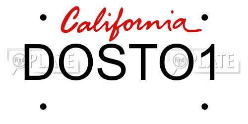 DOSTO1 California License Plate