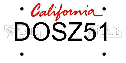 DOSZ51 California License Plate