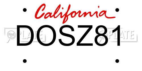 DOSZ81 California License Plate
