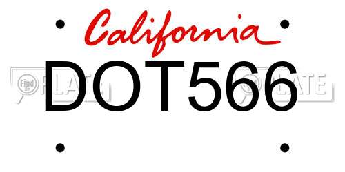 DOT566 California License Plate