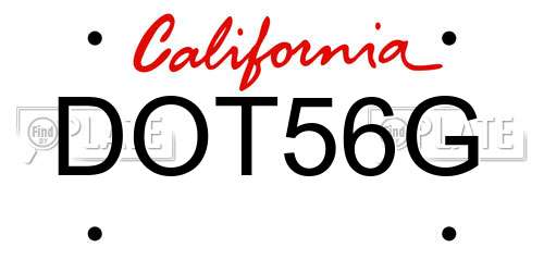 DOT56G California License Plate