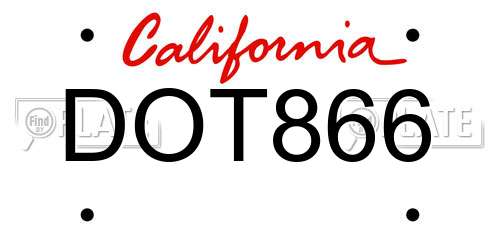 DOT866 California License Plate