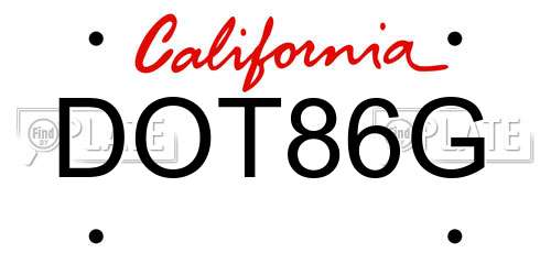 DOT86G California License Plate