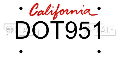 DOT951 California License Plate