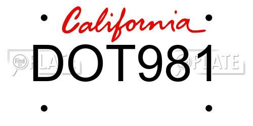DOT981 California License Plate