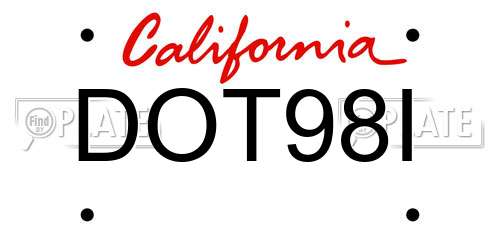 DOT98I California License Plate