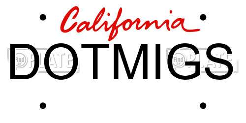 DOTMIGS California License Plate