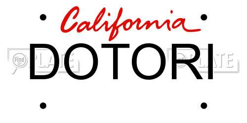 DOTORI California License Plate