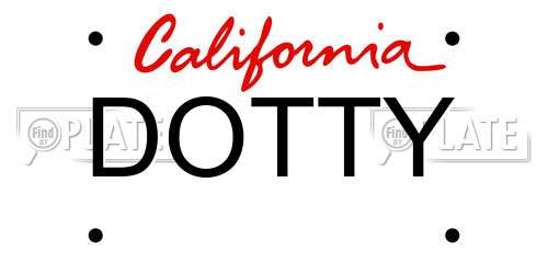 DOTTY California License Plate