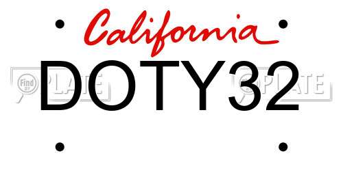 DOTY32 California License Plate