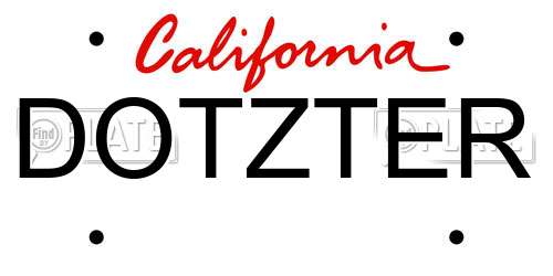 DOTZTER California License Plate