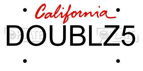 DOUBLZ5 California License Plate