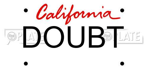 DOUBT California License Plate