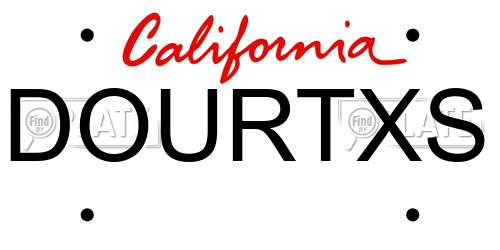 DOURTXS California License Plate