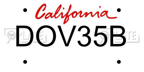 DOV35B California License Plate