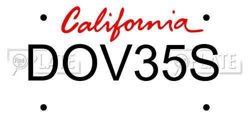 DOV35S California License Plate