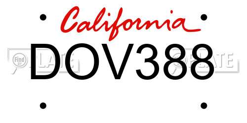 DOV388 California License Plate