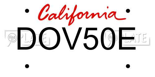 DOV50E California License Plate