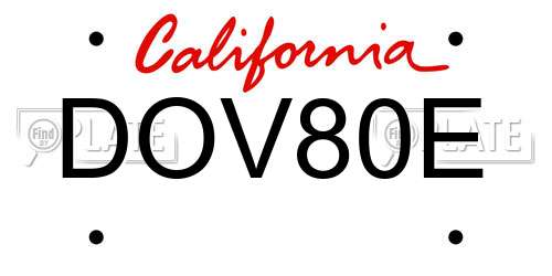 DOV80E California License Plate