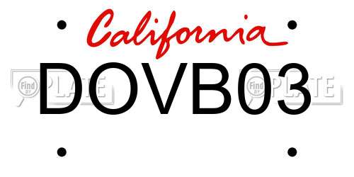 DOVB03 California License Plate