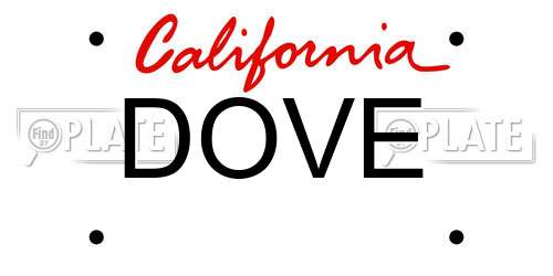 DOVE California License Plate